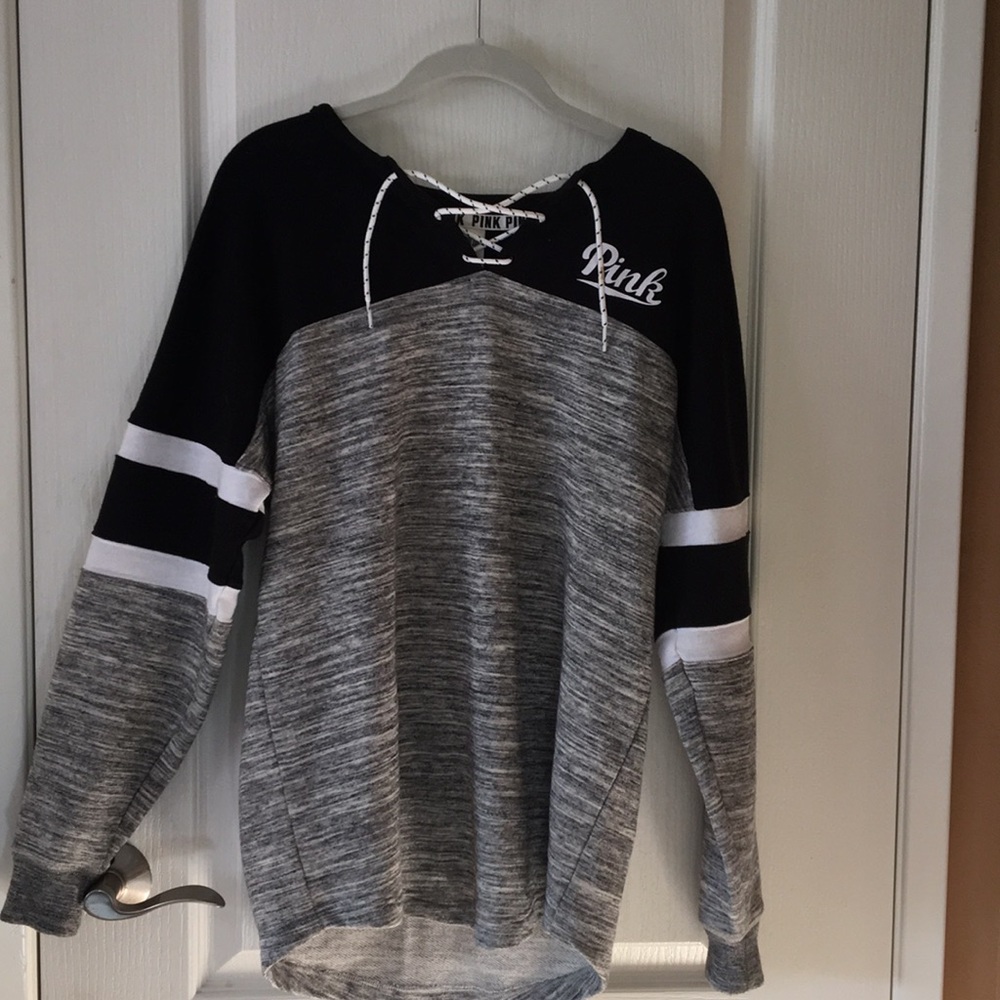 Pink by VS lace up varsity crew neck